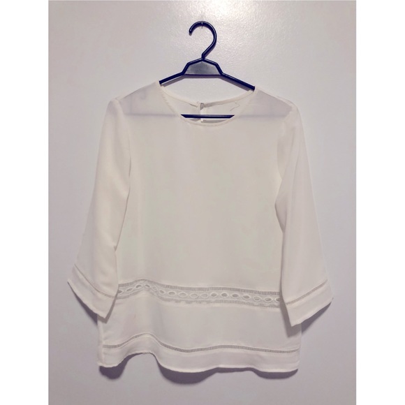 Boheme 3/4 sleeves White Mesh Blouse - Picture 2 of 6